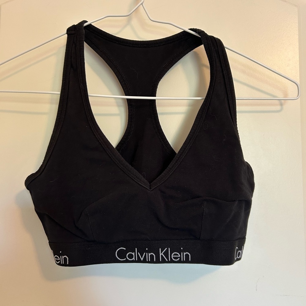Calvin Klein black Racerback cotton vneck Sports Bra - Picture 5 of 8